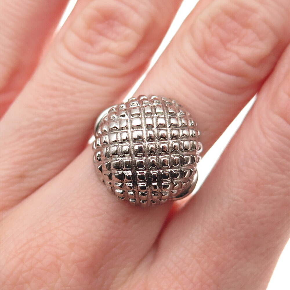 925 Sterling Silver Vintage Modernist Dome Ring Size 6